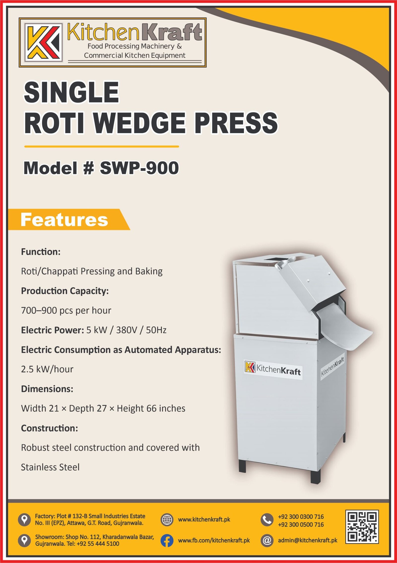 Commercial Single Roti Wedge Press SWP-900