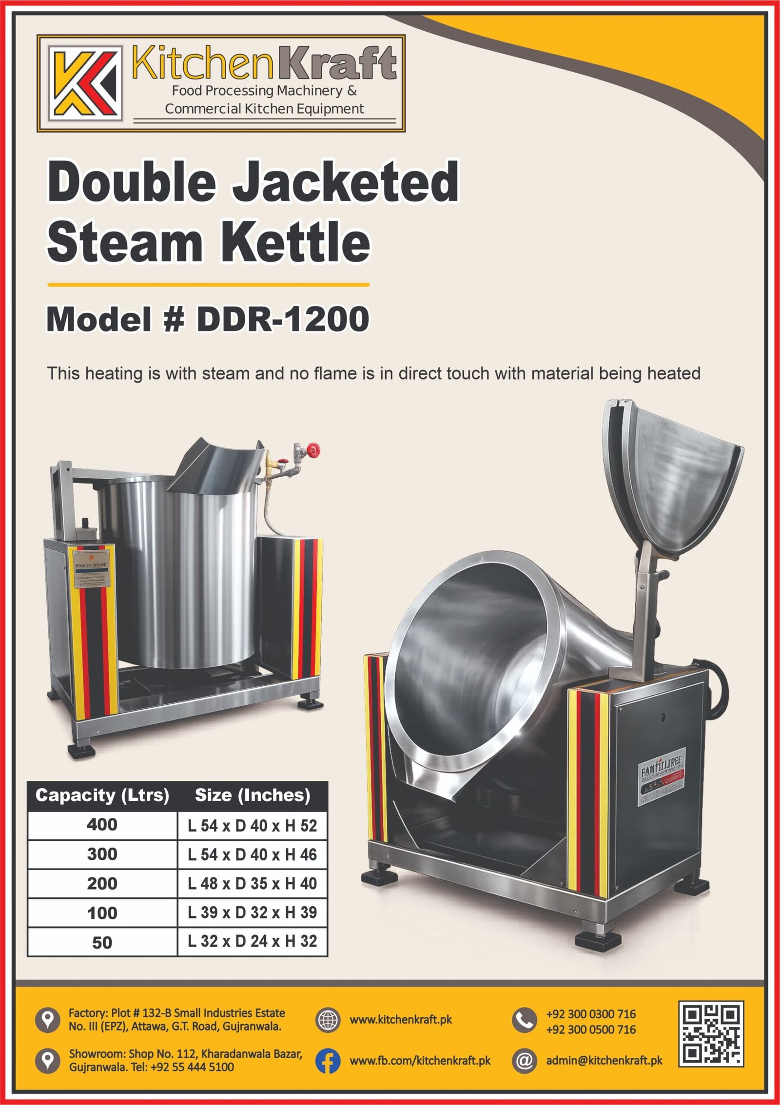 Commercial Double Jacketed Steam Kettle – 50 to 400 Liter