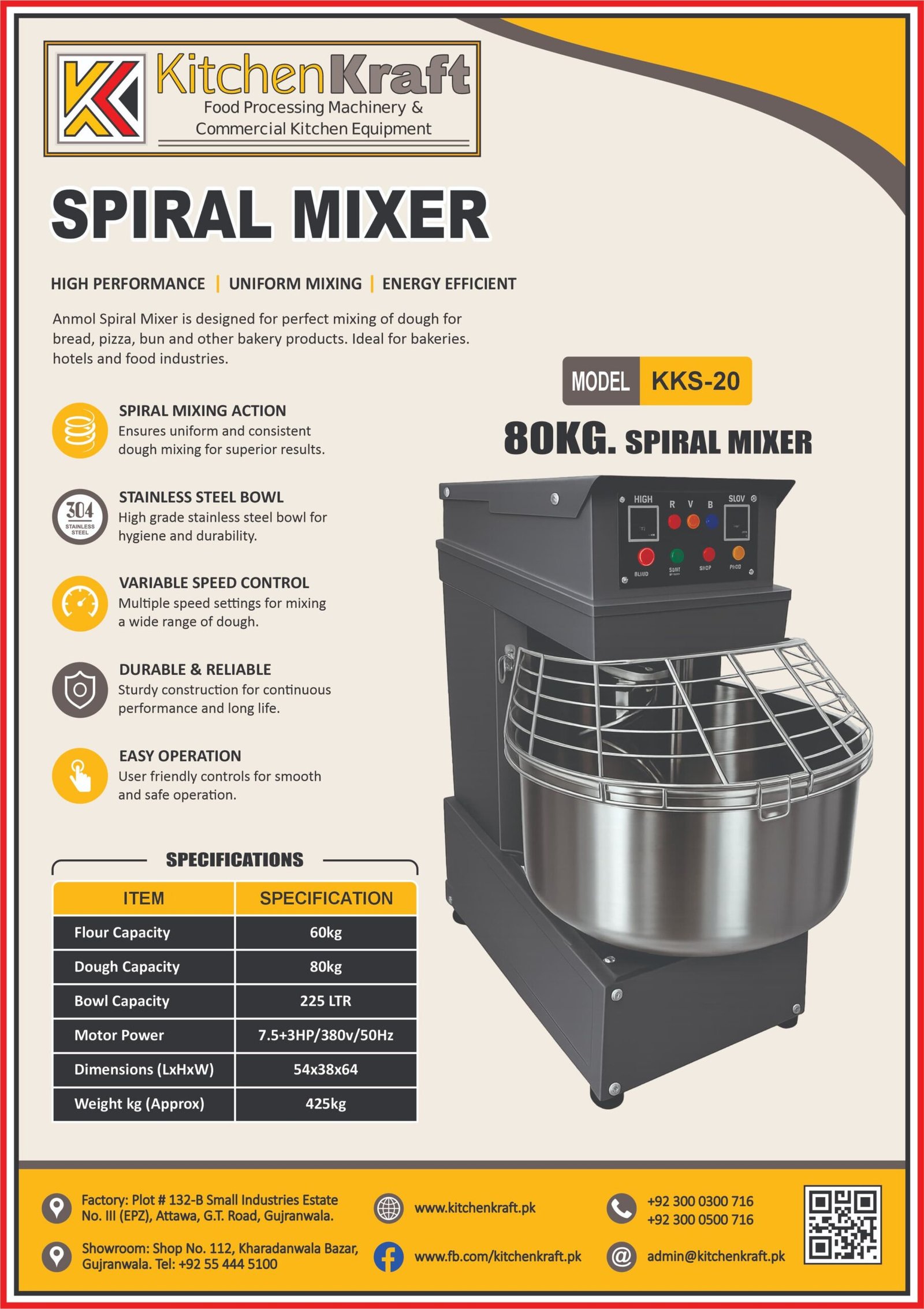 Commercial Spiral Mixer – 20/40/60/80 KG