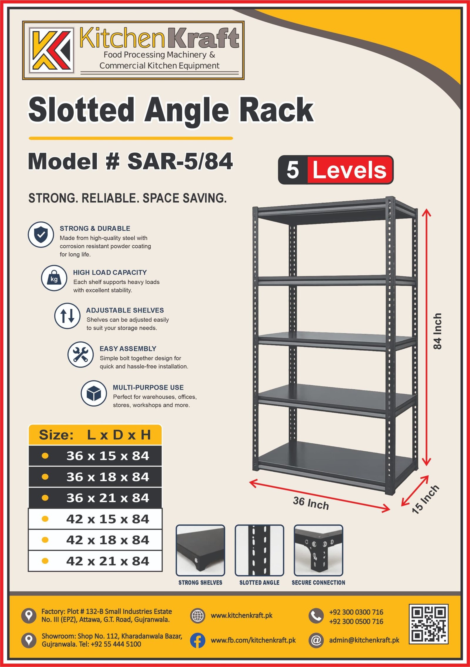 5 Level Slotted Angle Rack – SAR-5/84