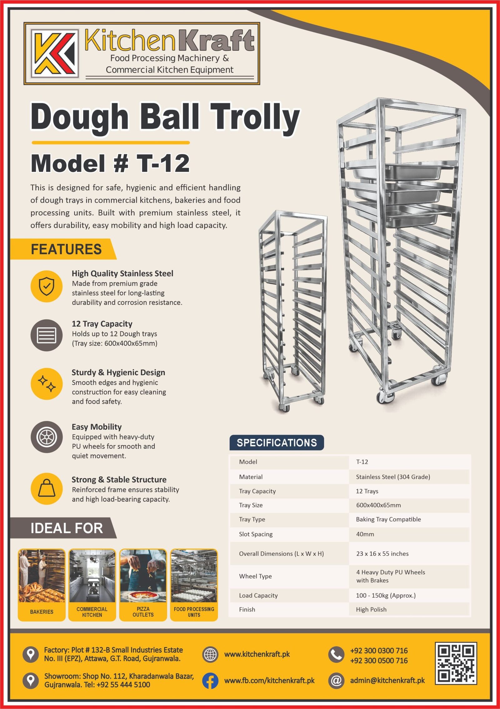 Stainless Steel Dough Ball Trolley – T-12