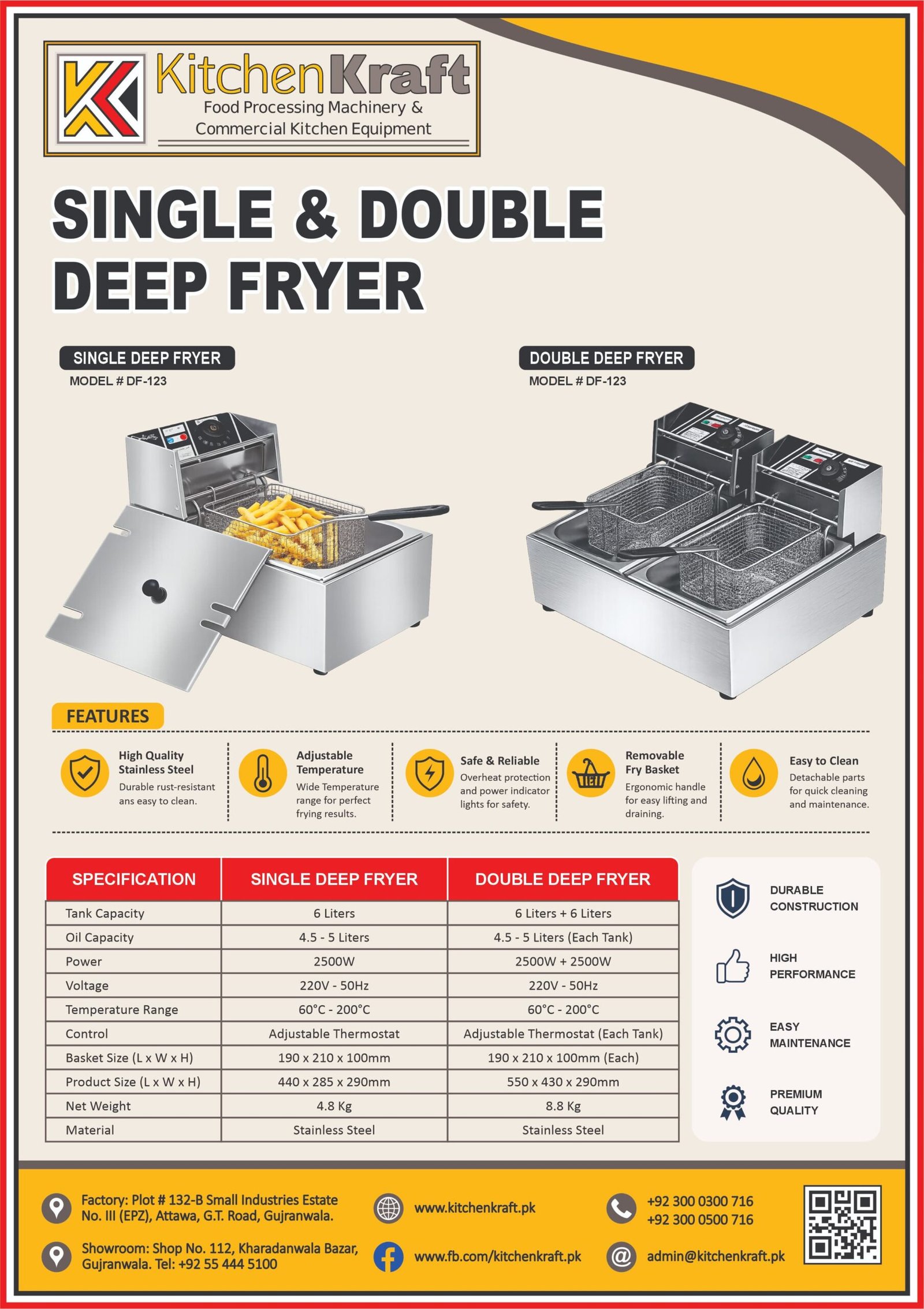 Commercial Single and Double Deep Fryer – DF-123