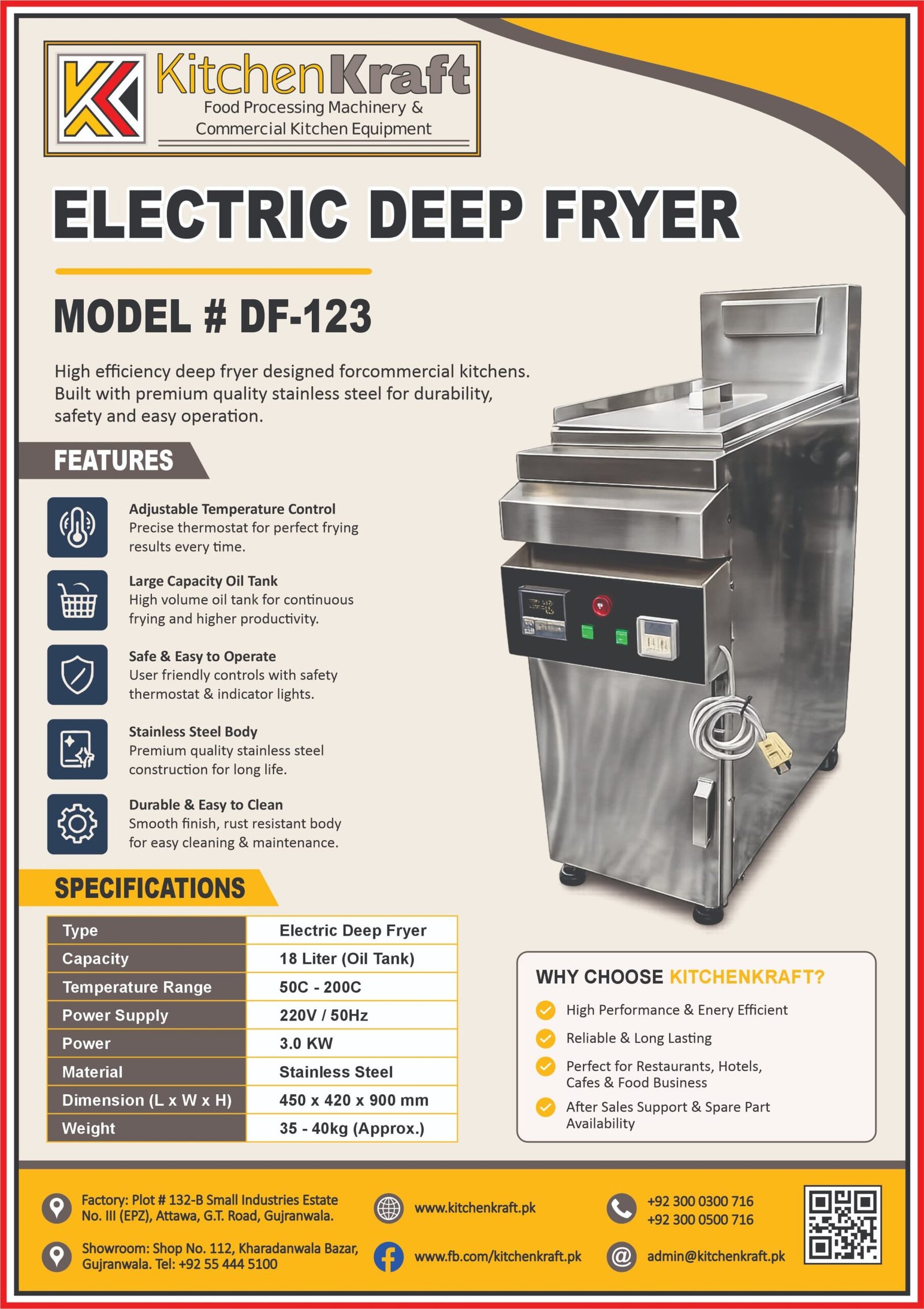 Commercial Electric Deep Fryer 18 Liter – DF-123