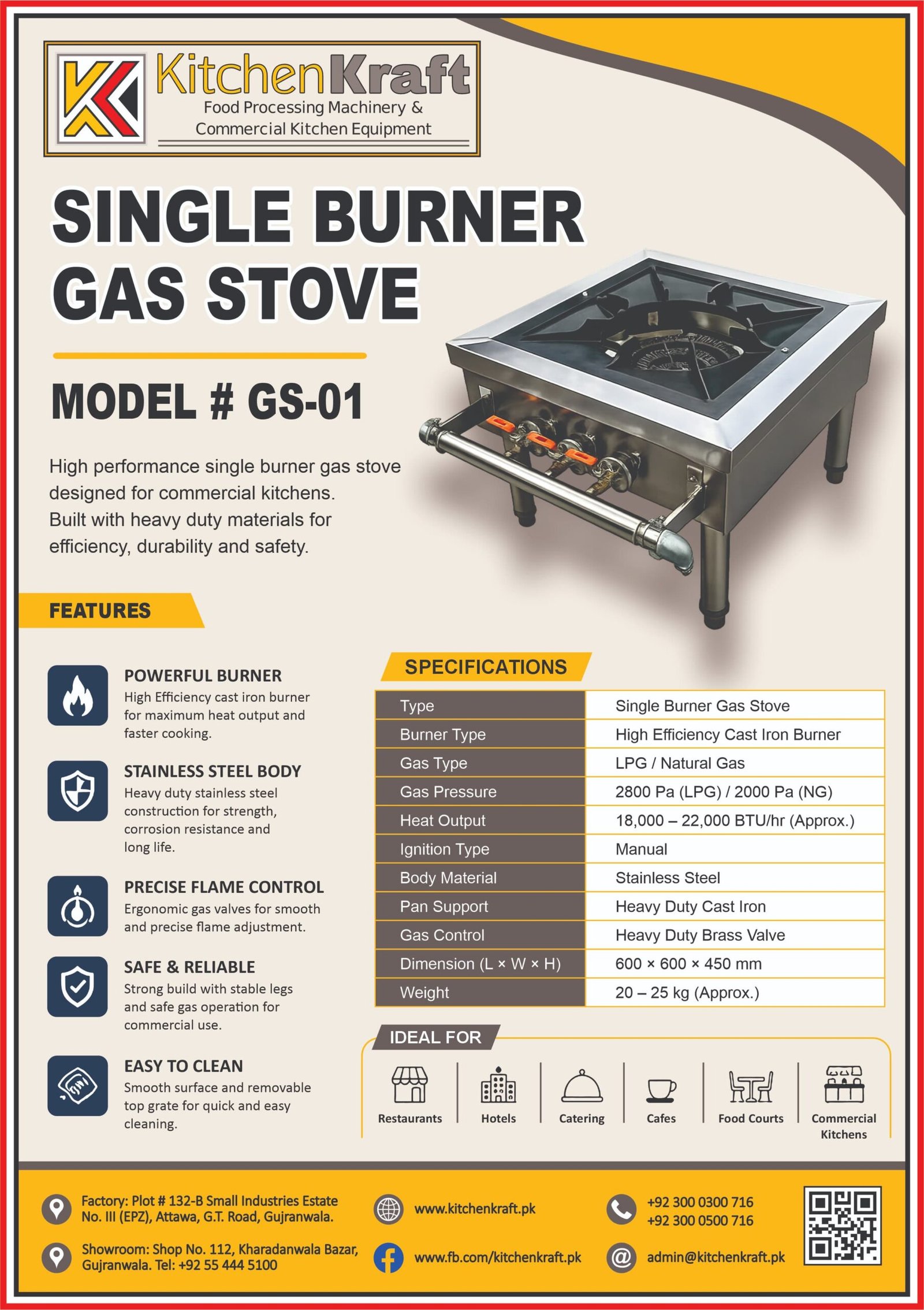 Commercial Single Burner Gas Stove – GS-01