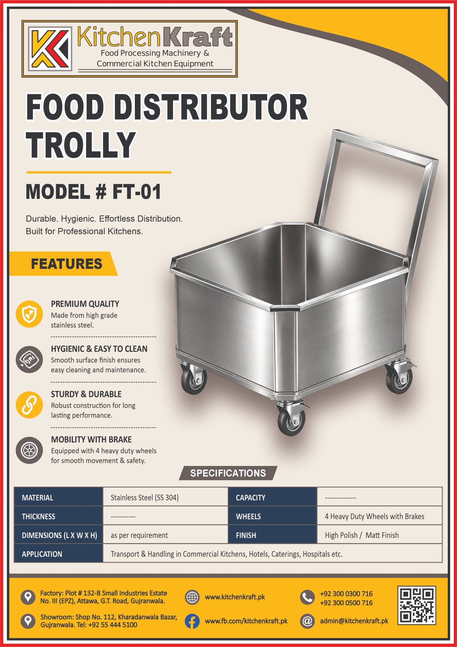 Stainless Steel Food Distributor Trolley – FT-01