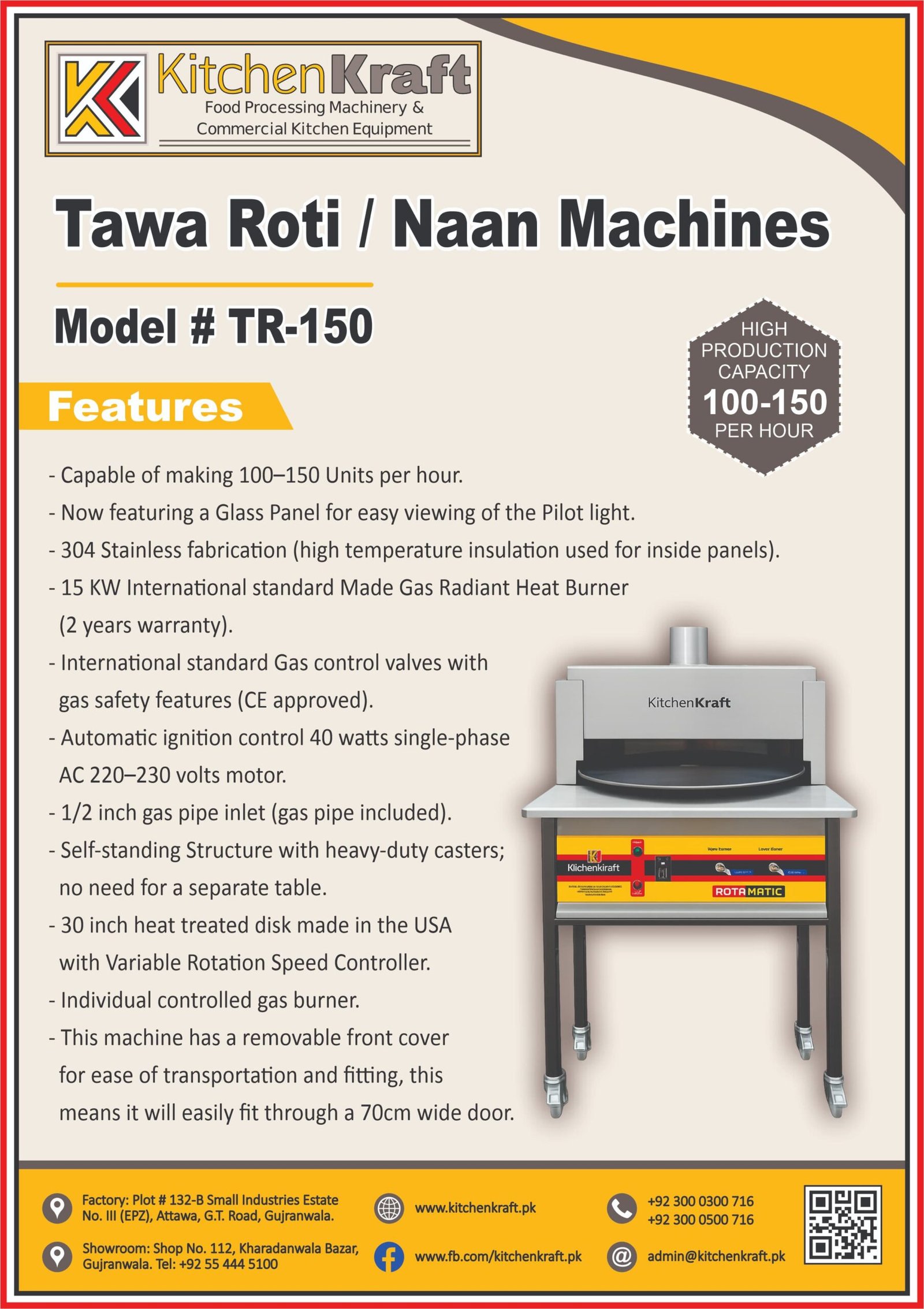 Commercial Tawa Roti & Naan Machine – TR-150