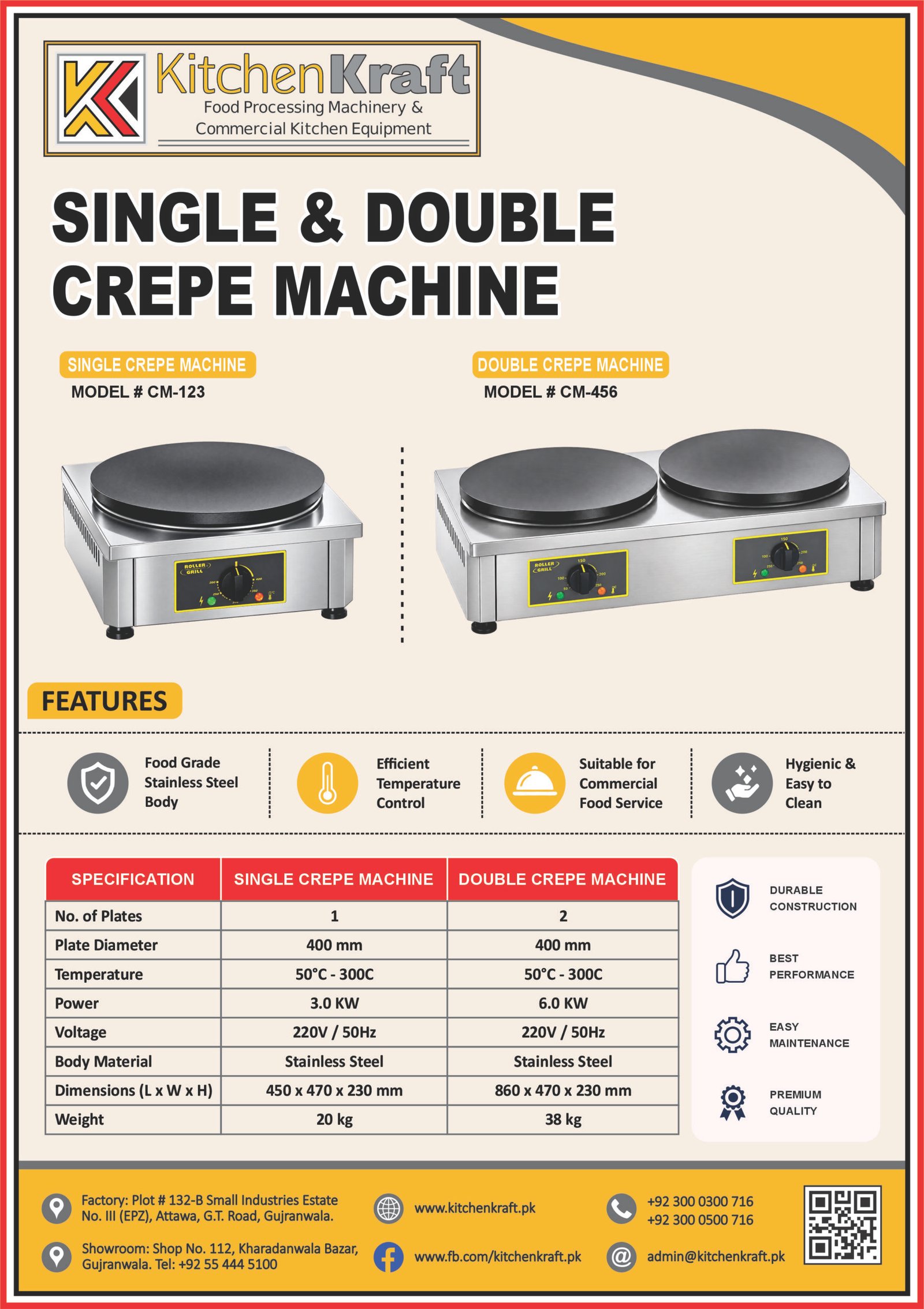 Commercial Single & Double Crepe Machine – CM-123 / CM-456