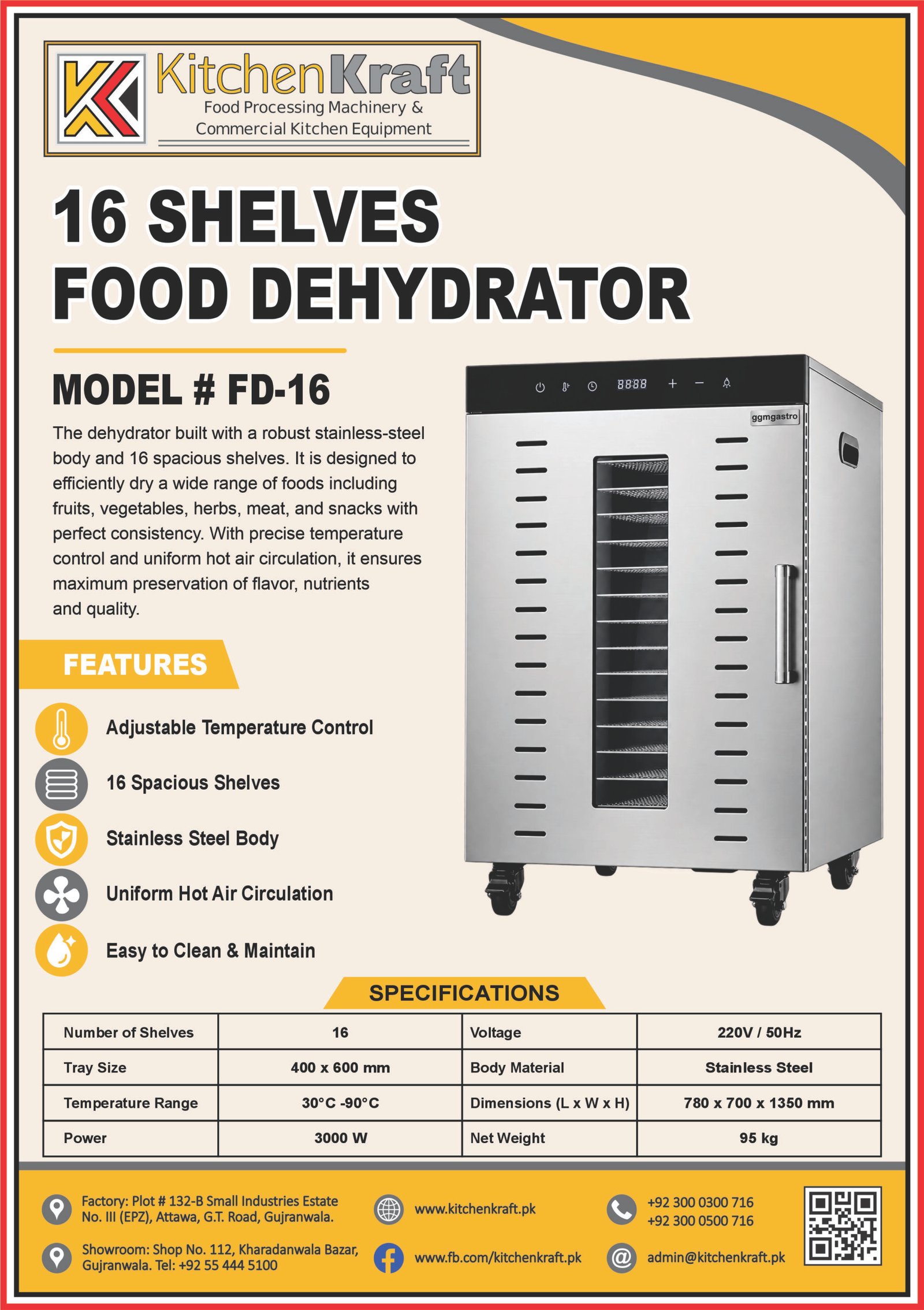 16 Shelves Commercial Food Dehydrator – FD-16