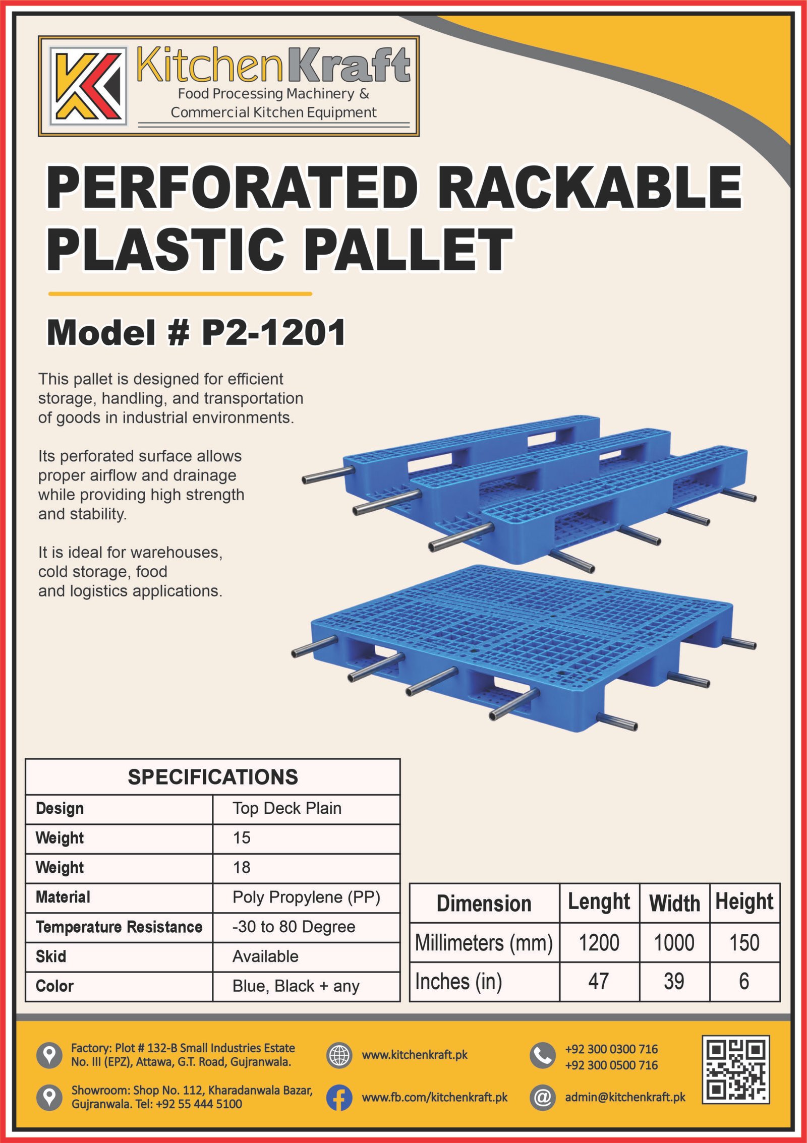 Perforated Rackable Plastic Pallet – P2-1201