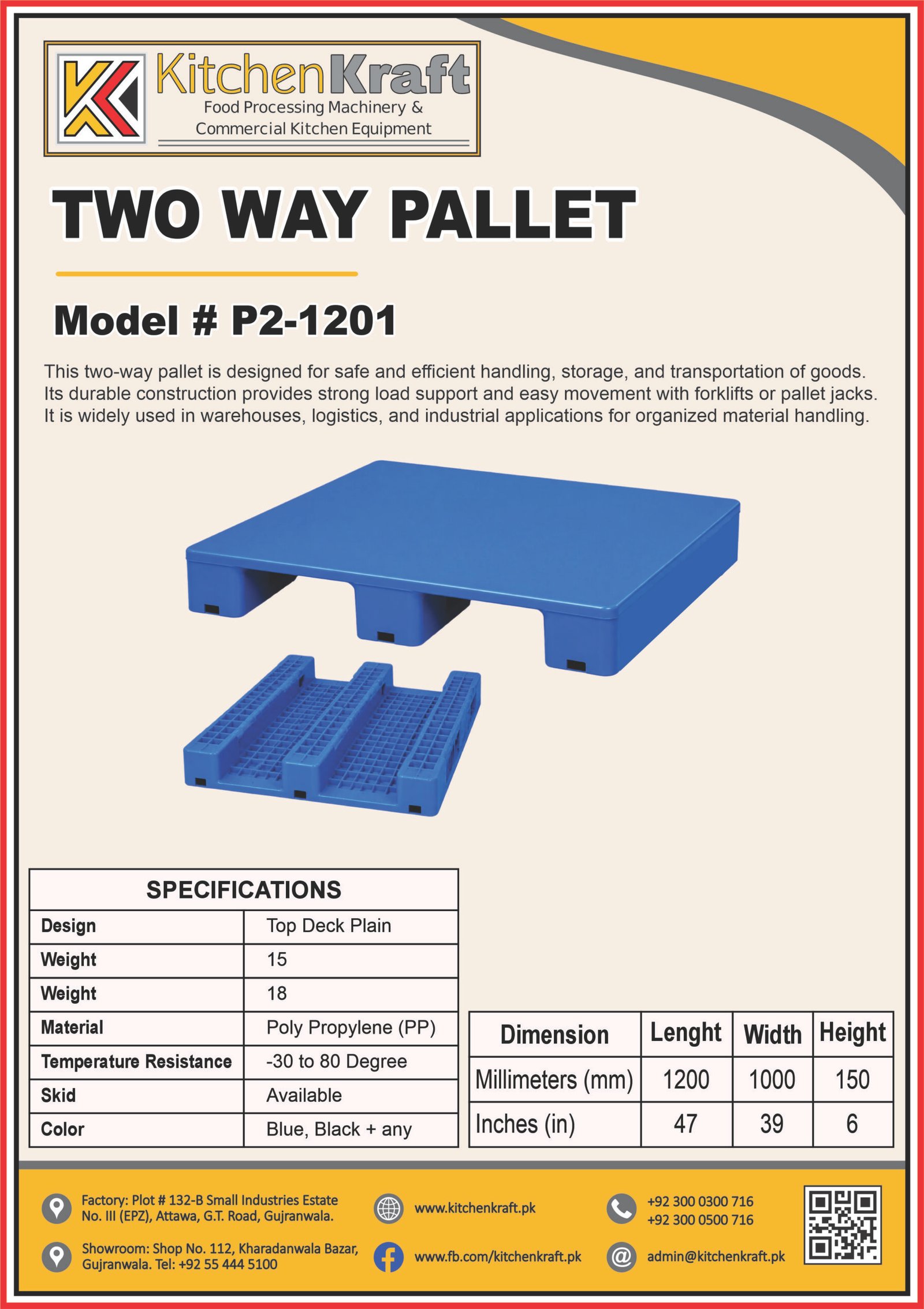 Two Way Plastic Pallet – P2-1201